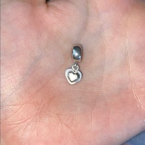 Silver dangle heart pandora charm